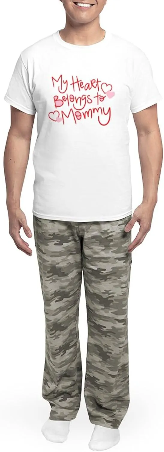 CafePress My Heart Belongs To Mommy Men's Light Pajamas Men's Novelty Light Pajama Set, Comfortable PJ Sleepwear