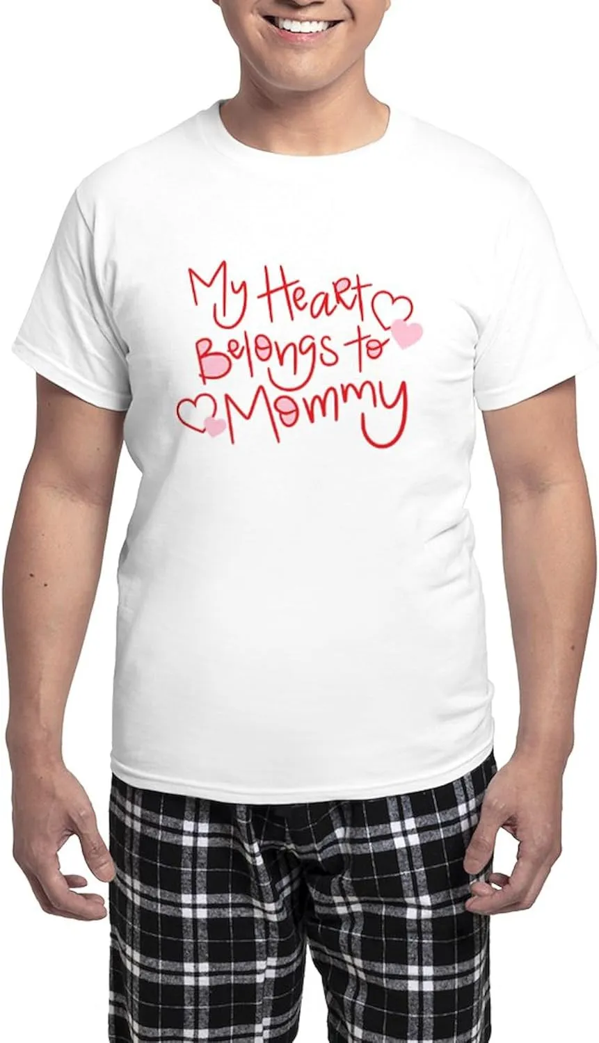 CafePress My Heart Belongs To Mommy Men's Light Pajamas Men's Novelty Light Pajama Set, Comfortable PJ Sleepwear