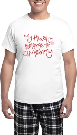 CafePress My Heart Belongs To Mommy Men's Light Pajamas Men's Novelty Light Pajama Set, Comfortable PJ Sleepwear