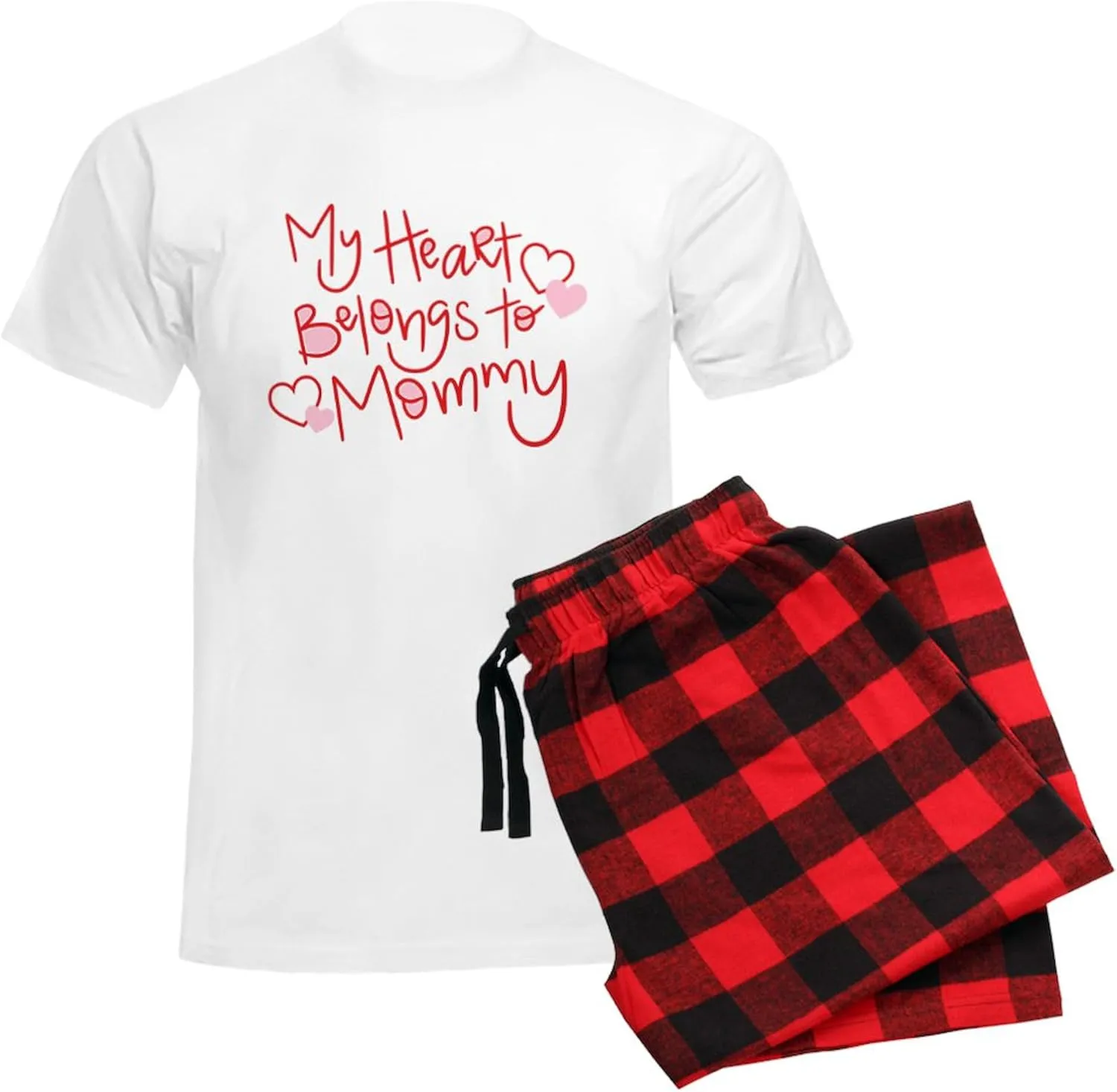 CafePress My Heart Belongs To Mommy Men's Light Pajamas Men's Novelty Light Pajama Set, Comfortable PJ Sleepwear