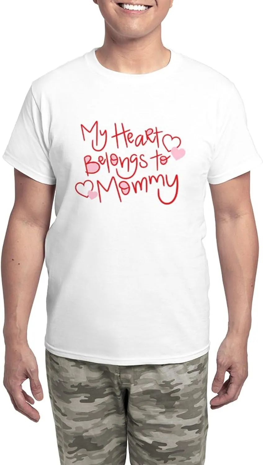 CafePress My Heart Belongs To Mommy Men's Light Pajamas Men's Novelty Light Pajama Set, Comfortable PJ Sleepwear