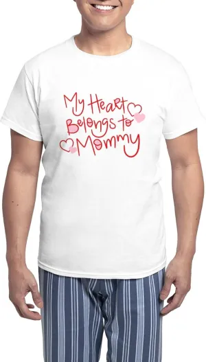 CafePress My Heart Belongs To Mommy Men's Light Pajamas Men's Novelty Light Pajama Set, Comfortable PJ Sleepwear