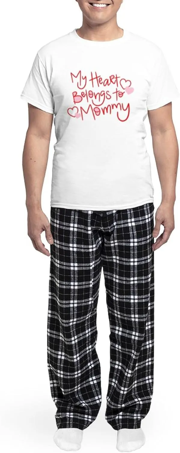 CafePress My Heart Belongs To Mommy Men's Light Pajamas Men's Novelty Light Pajama Set, Comfortable PJ Sleepwear