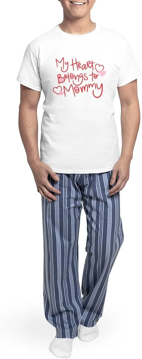 CafePress My Heart Belongs To Mommy Men's Light Pajamas Men's Novelty Light Pajama Set, Comfortable PJ Sleepwear