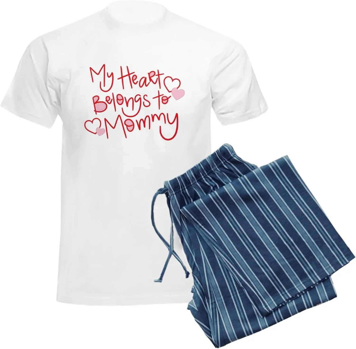 CafePress My Heart Belongs To Mommy Men's Light Pajamas Men's Novelty Light Pajama Set, Comfortable PJ Sleepwear