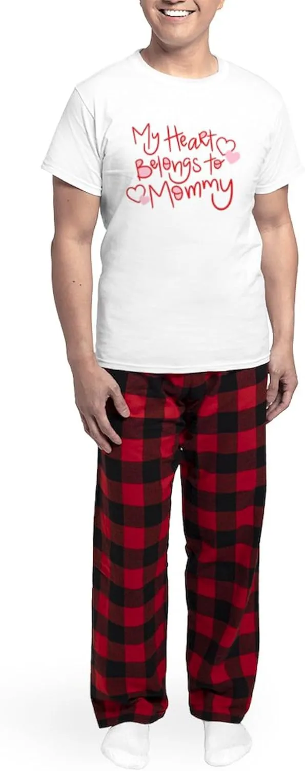 CafePress My Heart Belongs To Mommy Men's Light Pajamas Men's Novelty Light Pajama Set, Comfortable PJ Sleepwear