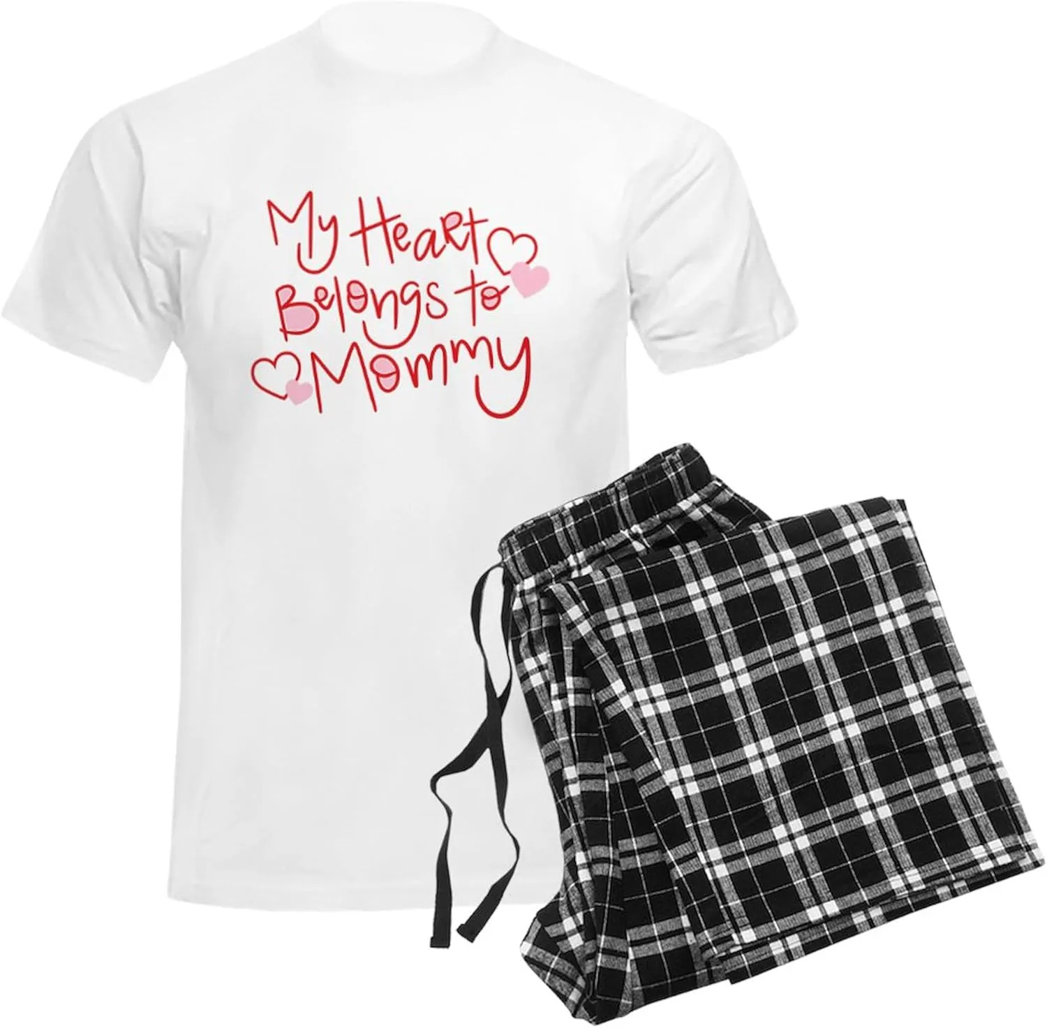 CafePress My Heart Belongs To Mommy Men's Light Pajamas Men's Novelty Light Pajama Set, Comfortable PJ Sleepwear