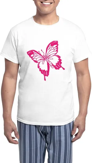 CafePress Pink Butterfly Pajamas Men's Novelty Light Pajama Set, Comfortable PJ Sleepwear