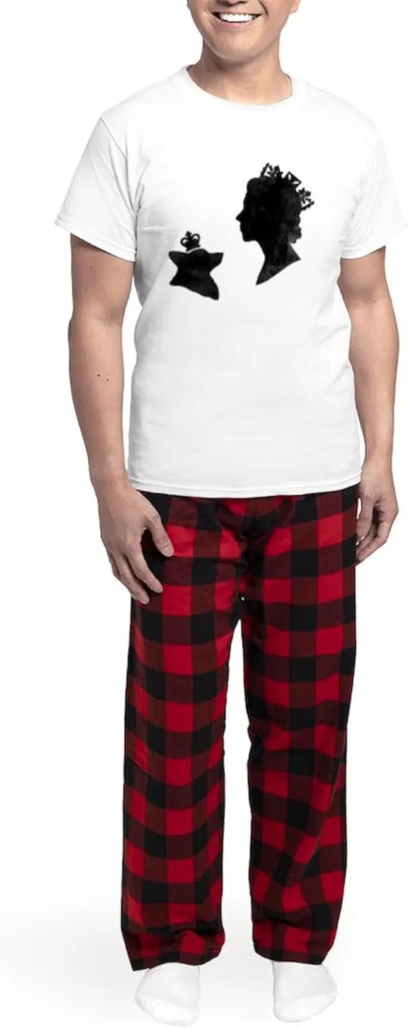 CafePress Queen And Corgi Men's Light Pajamas Men's Novelty Light Pajama Set, Comfortable PJ Sleepwear