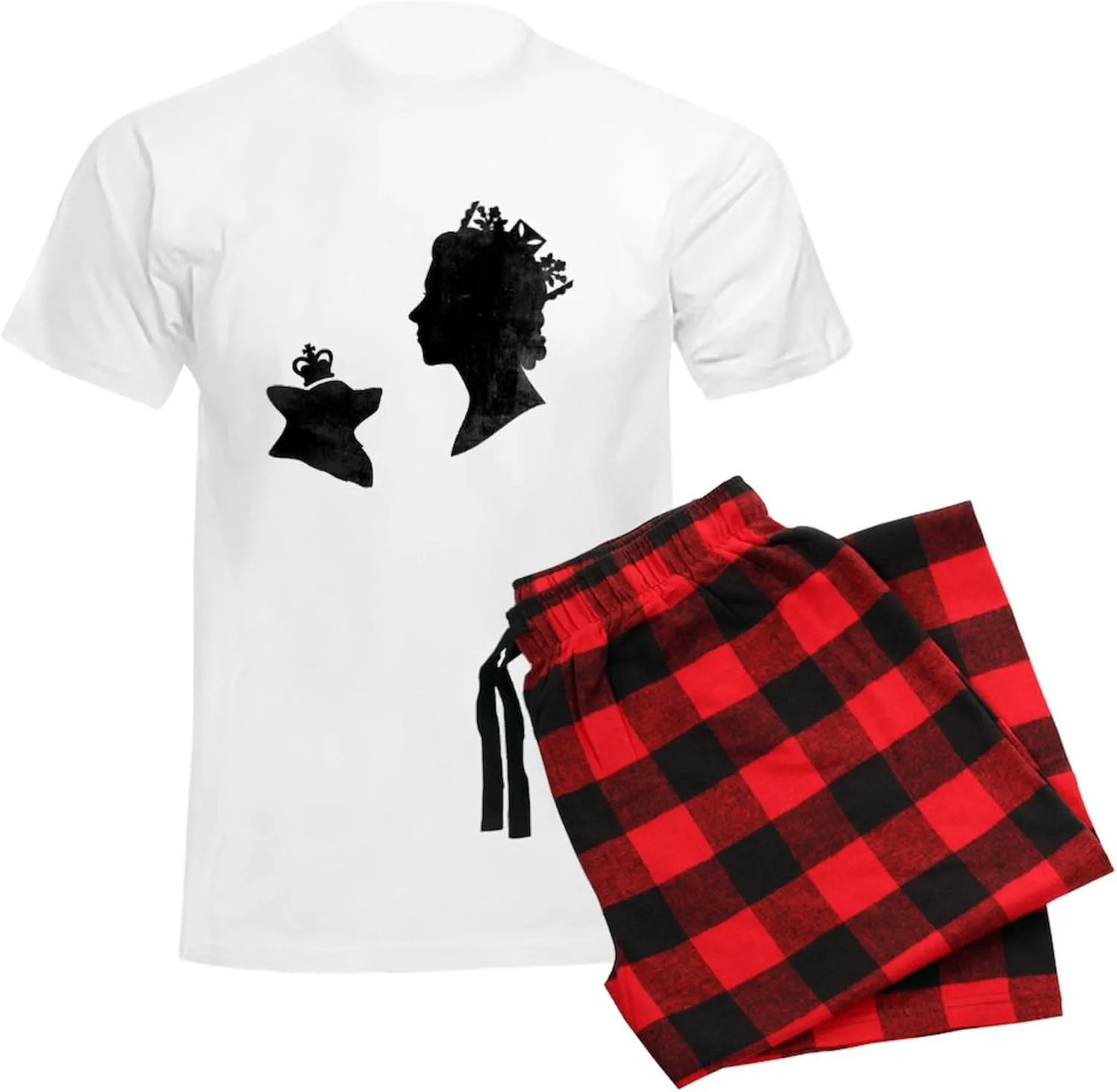 CafePress Queen And Corgi Men's Light Pajamas Men's Novelty Light Pajama Set, Comfortable PJ Sleepwear
