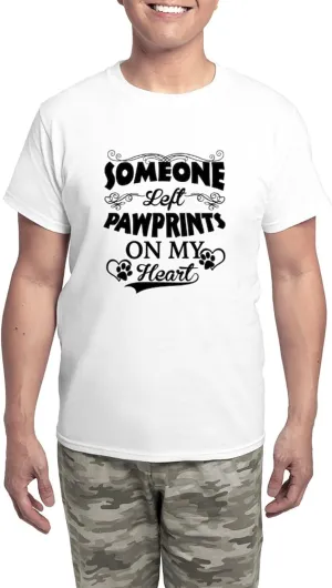CafePress Someone Left Pawprints On My Men's Light Pajamas Men's Novelty Light Pajama Set, Comfortable PJ Sleepwear