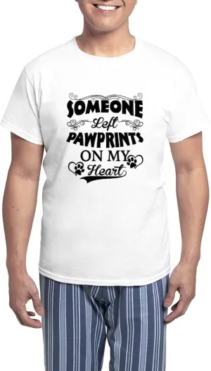 CafePress Someone Left Pawprints On My Men's Light Pajamas Men's Novelty Light Pajama Set, Comfortable PJ Sleepwear