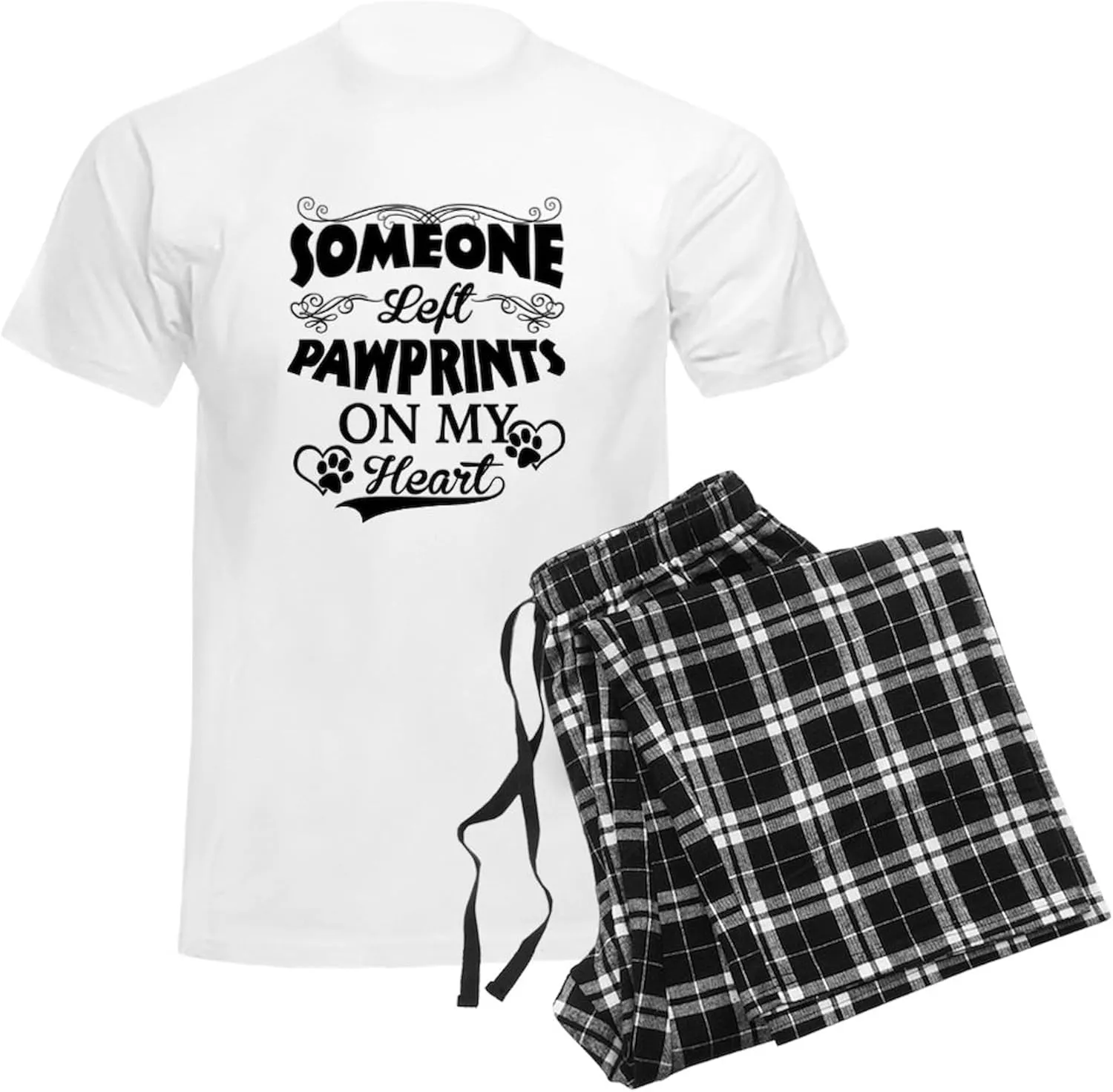 CafePress Someone Left Pawprints On My Men's Light Pajamas Men's Novelty Light Pajama Set, Comfortable PJ Sleepwear