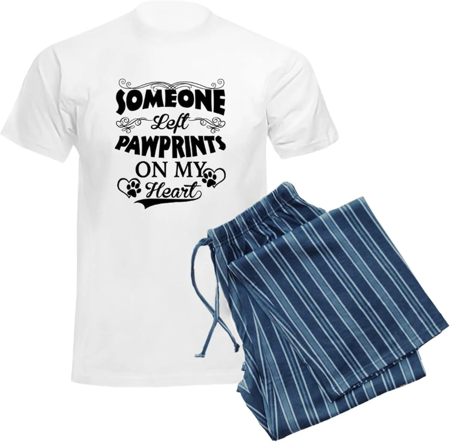 CafePress Someone Left Pawprints On My Men's Light Pajamas Men's Novelty Light Pajama Set, Comfortable PJ Sleepwear