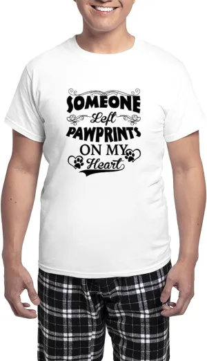CafePress Someone Left Pawprints On My Men's Light Pajamas Men's Novelty Light Pajama Set, Comfortable PJ Sleepwear