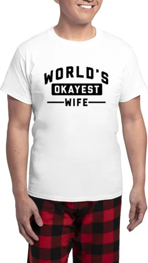 CafePress World's Okayest Wife Men's Light Pajamas Men's Novelty Light Pajama Set, Comfortable PJ Sleepwear
