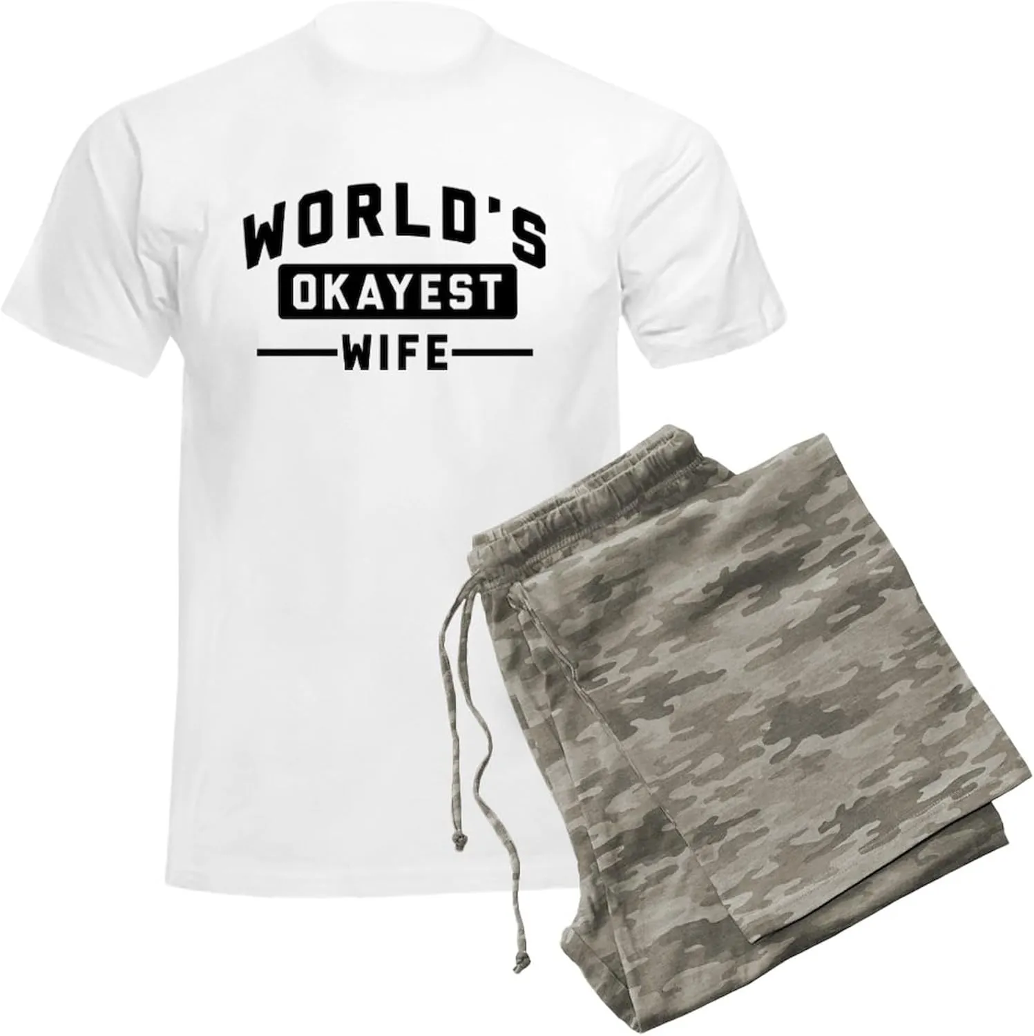 CafePress World's Okayest Wife Men's Light Pajamas Men's Novelty Light Pajama Set, Comfortable PJ Sleepwear