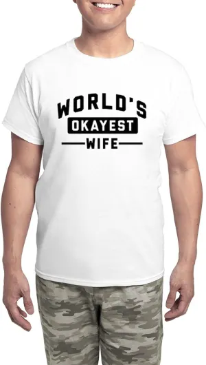 CafePress World's Okayest Wife Men's Light Pajamas Men's Novelty Light Pajama Set, Comfortable PJ Sleepwear