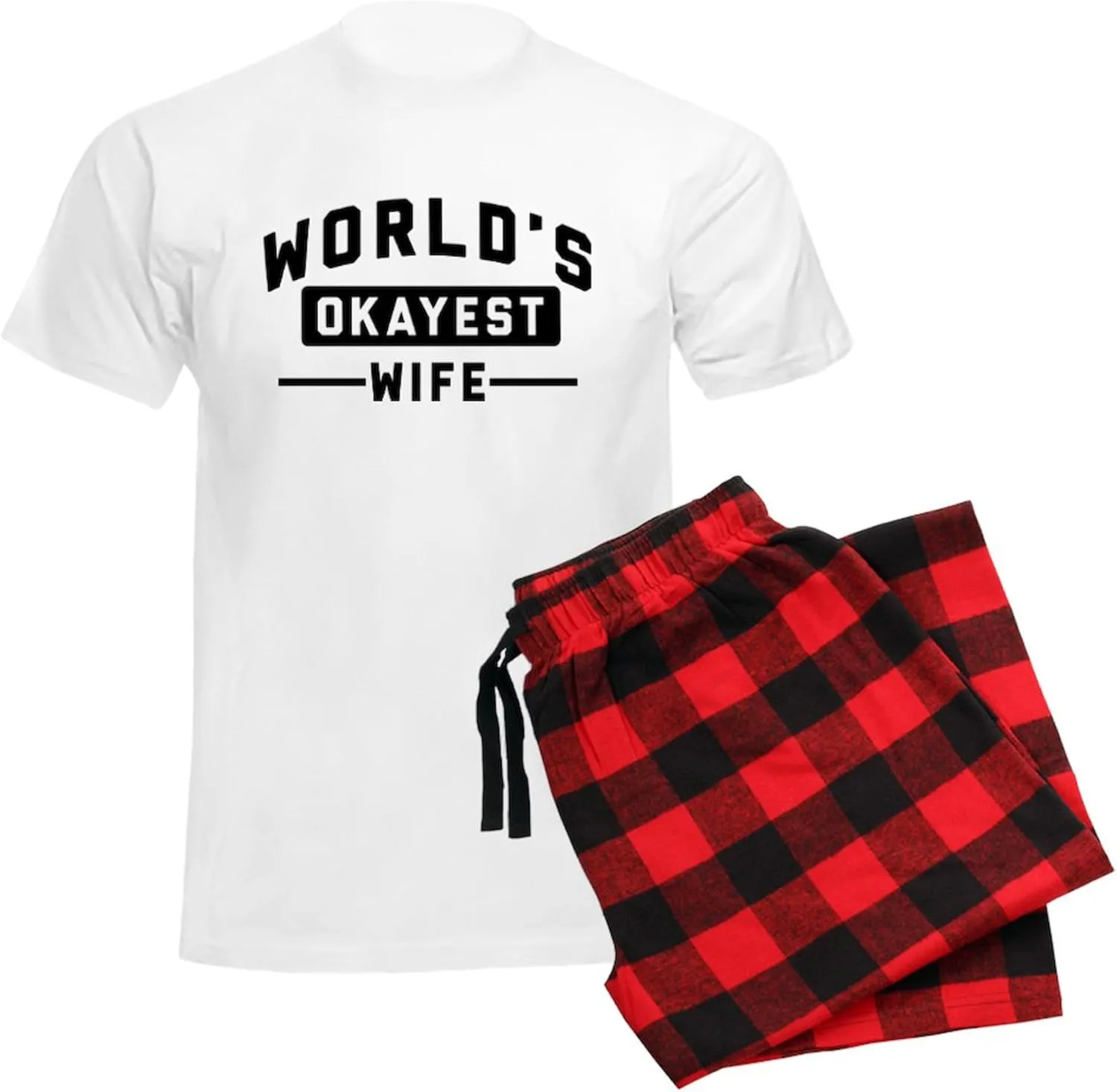 CafePress World's Okayest Wife Men's Light Pajamas Men's Novelty Light Pajama Set, Comfortable PJ Sleepwear
