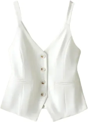 Camisole for Women V-Neck Spaghetti Strap Backless Sleeveless Tops Streetwear Single Breasted Vest