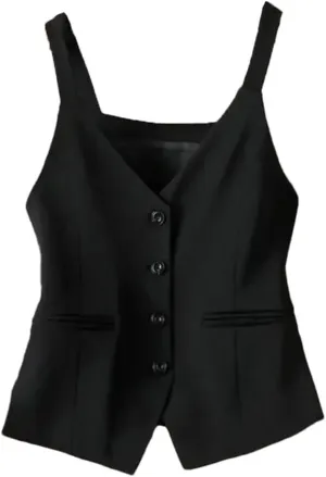 Camisole for Women V-Neck Spaghetti Strap Backless Sleeveless Tops Streetwear Single Breasted Vest