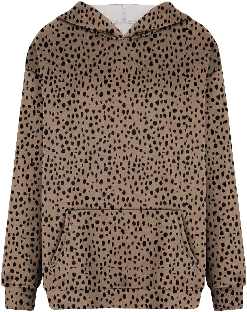 Camo Hoodie Womens Maple Leaf Graphic Fleece Hooded Sweatshirt Oversized Hoodies For Women Trendy Cute Leopard Print Tops