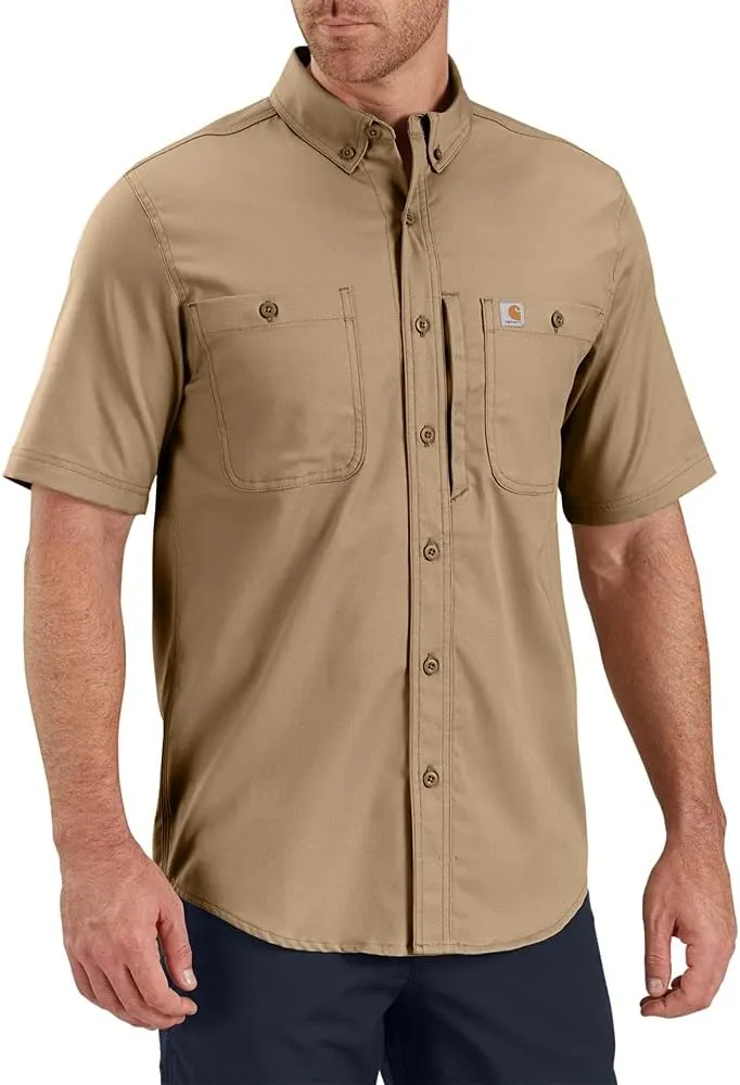 Carhartt Men's Rugged Professional Short Sleeve Work Shirt, dark khaki, Large
