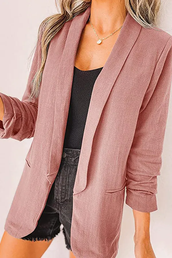 Casual Elegant Solid Patchwork Pocket Turndown Collar Outerwear
