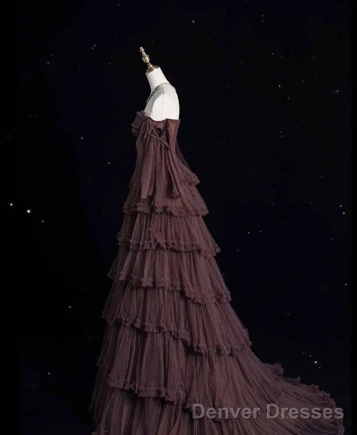 Chic Ball Gown Off The Shoulder Long Sleeves Evening Dress Tulle Long Prom Dresses