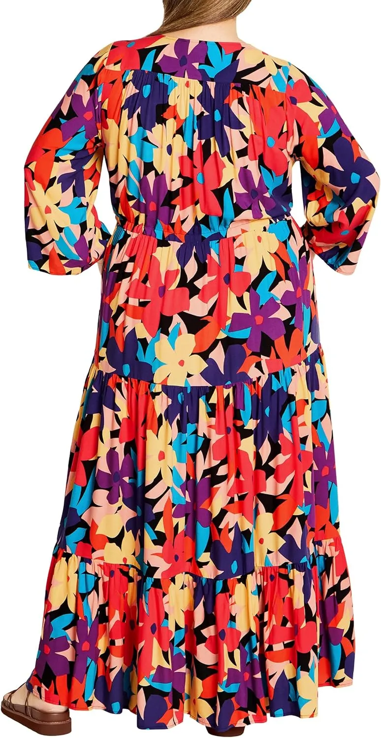 City Chic Plus Size Dress, Endless Sun Print Maxi Dress