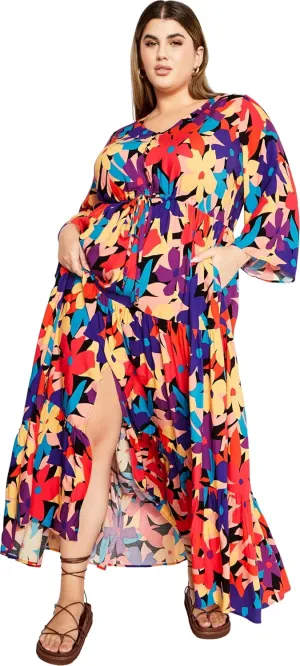 City Chic Plus Size Dress, Endless Sun Print Maxi Dress