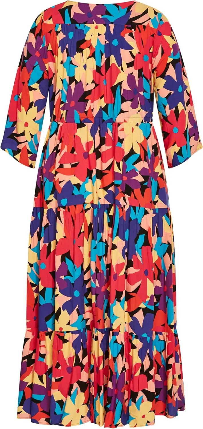 City Chic Plus Size Dress, Endless Sun Print Maxi Dress
