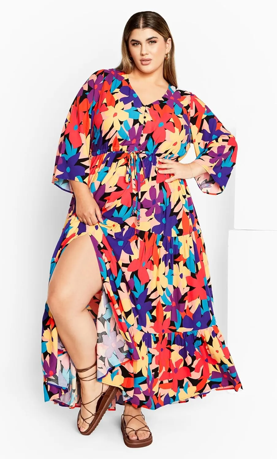 City Chic Plus Size Dress, Endless Sun Print Maxi Dress