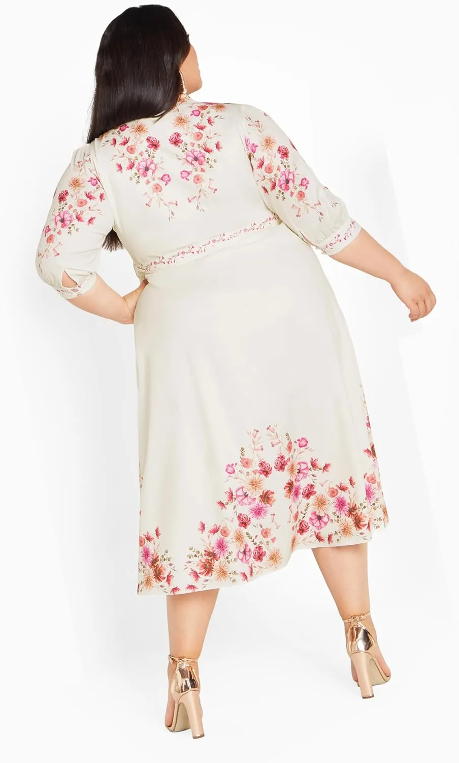 City Chic Women's Plus Size Annabelle Button Closure Midi Dress