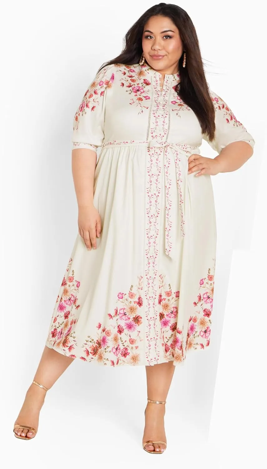 City Chic Women's Plus Size Annabelle Button Closure Midi Dress