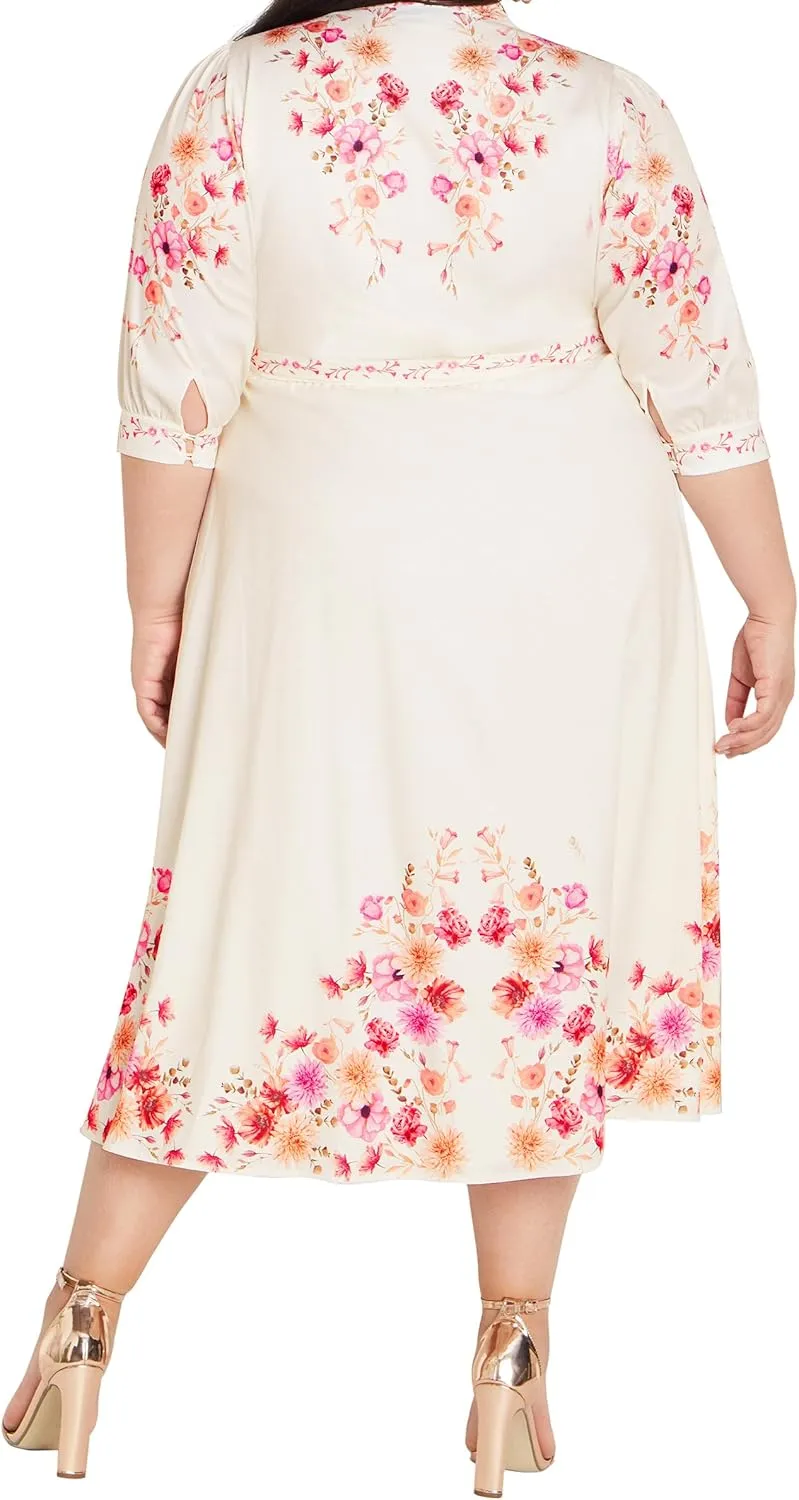 City Chic Women's Plus Size Annabelle Button Closure Midi Dress