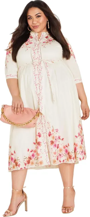 City Chic Women's Plus Size Annabelle Button Closure Midi Dress
