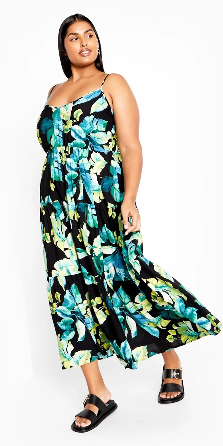 City Chic Women's Plus Size Oasis Print Maxi Dress