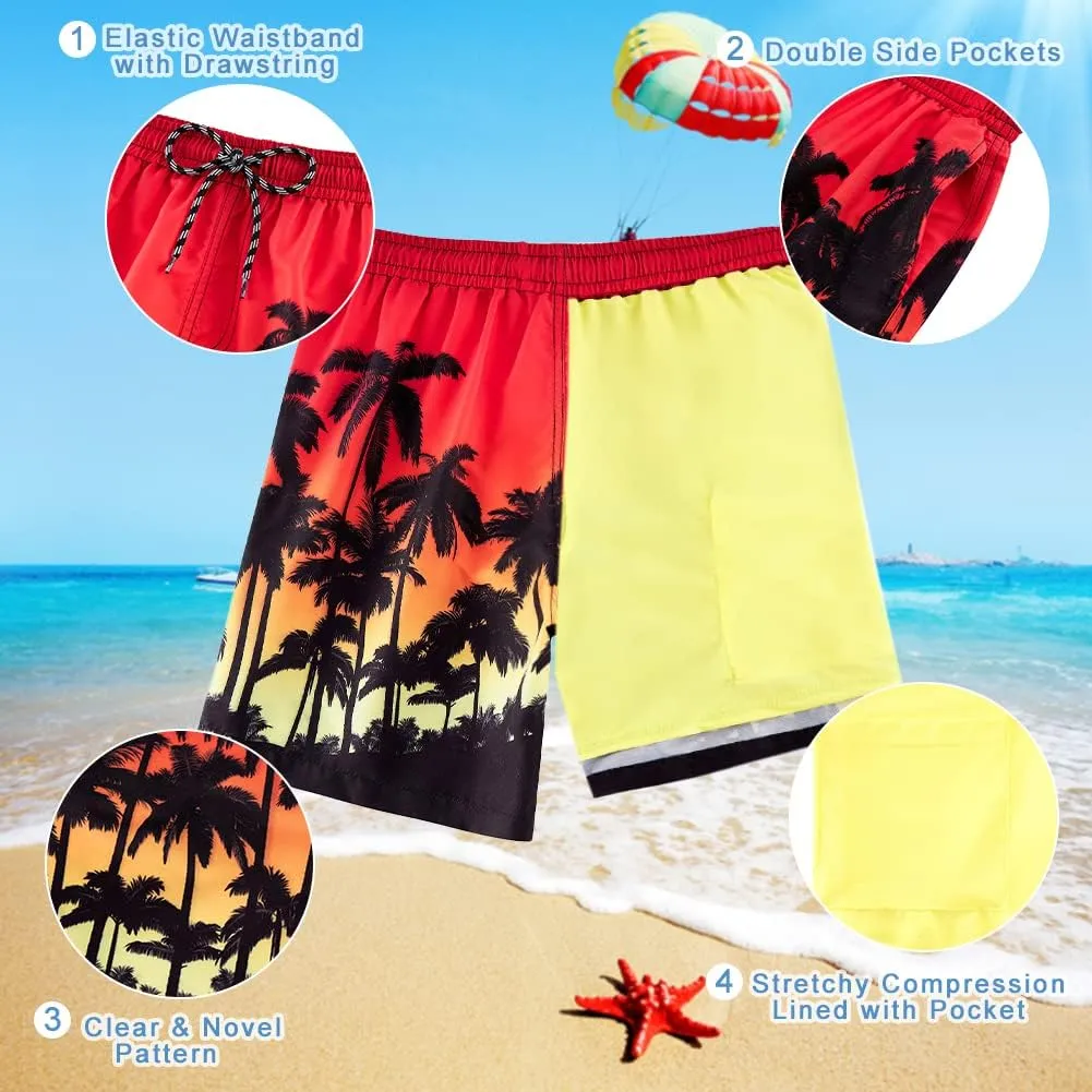 Cozople Boys Swim Trunks Compression Liner Swim Shorts Quick Dry Bathing Suit with Boxer Brief Swimwear 2-20T