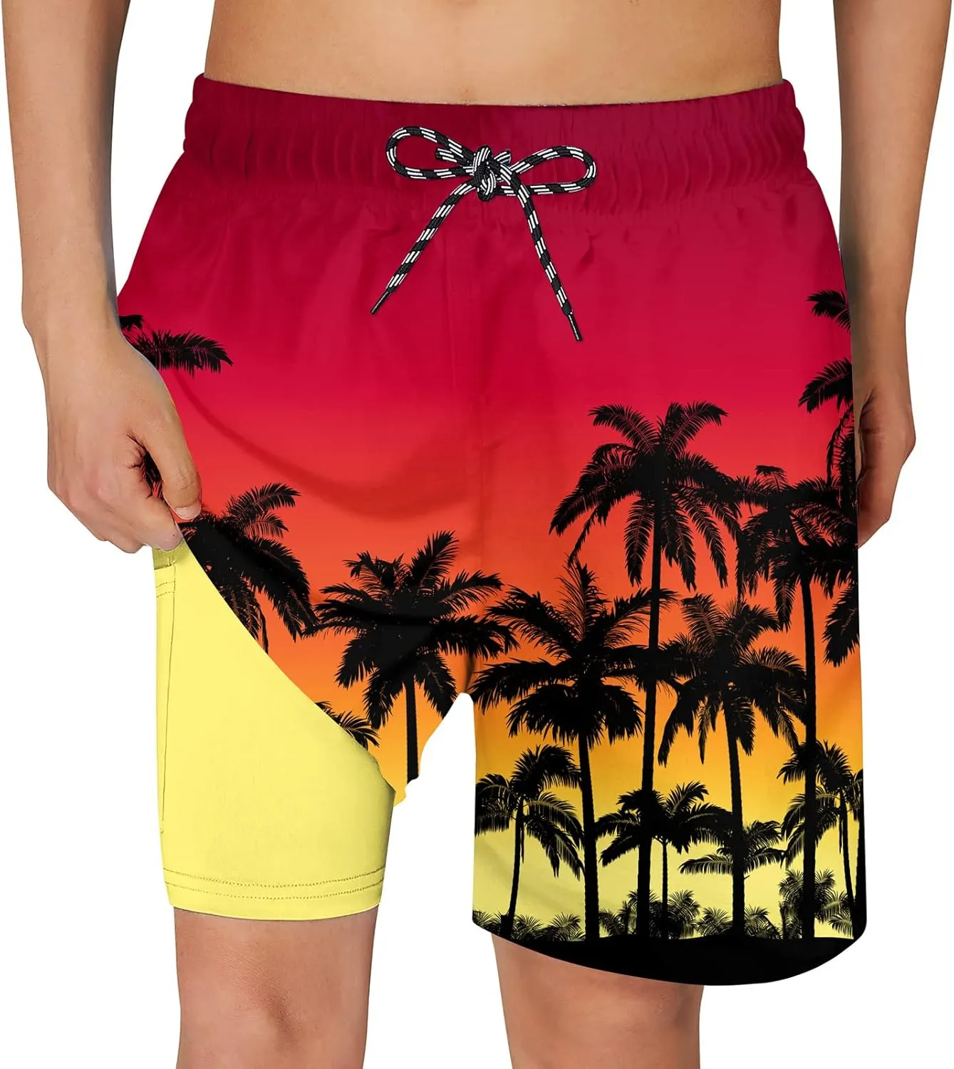 Cozople Boys Swim Trunks Compression Liner Swim Shorts Quick Dry Bathing Suit with Boxer Brief Swimwear 2-20T