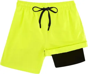 Cozople Boys Swim Trunks Compression Liner Swim Shorts Quick Dry Bathing Suit with Boxer Brief Swimwear 2-20T