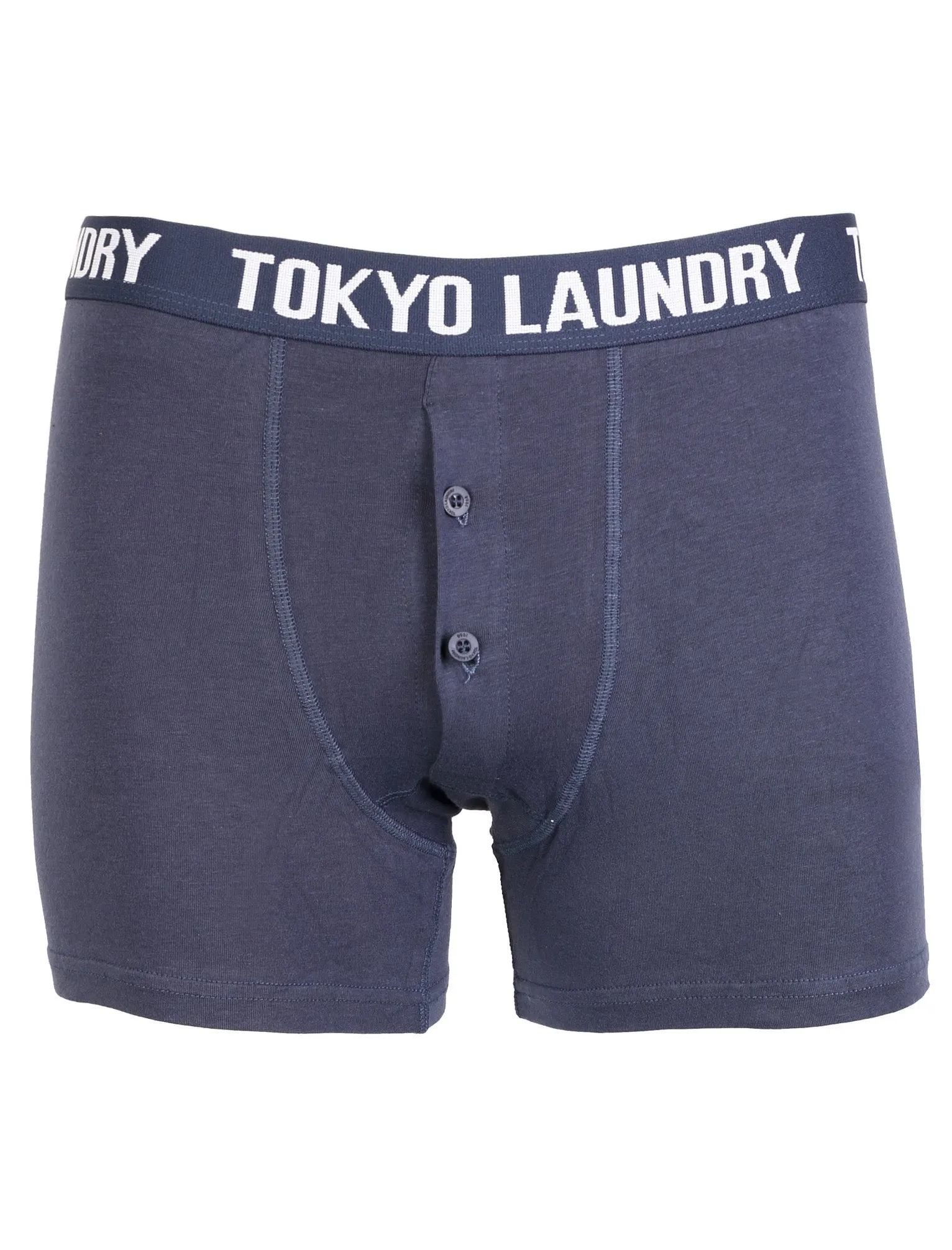 Dakota ( 2 Pack) Boxer Shorts Set in Mood Indigo Marl / Dark Grey  - Tokyo Laundry