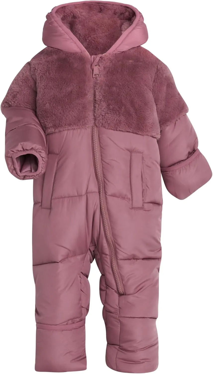 DKNY Girl's Snowsuit - Cozy Soft Girl's One Piece Jumpsuit with Polar Fleece Lining- Cute Winter Baby Girls Clothes (12-24M)