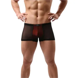Domige Men's Modal-Lined Sheer Mesh Boxer Shorts - Breathable Supportive Underwear