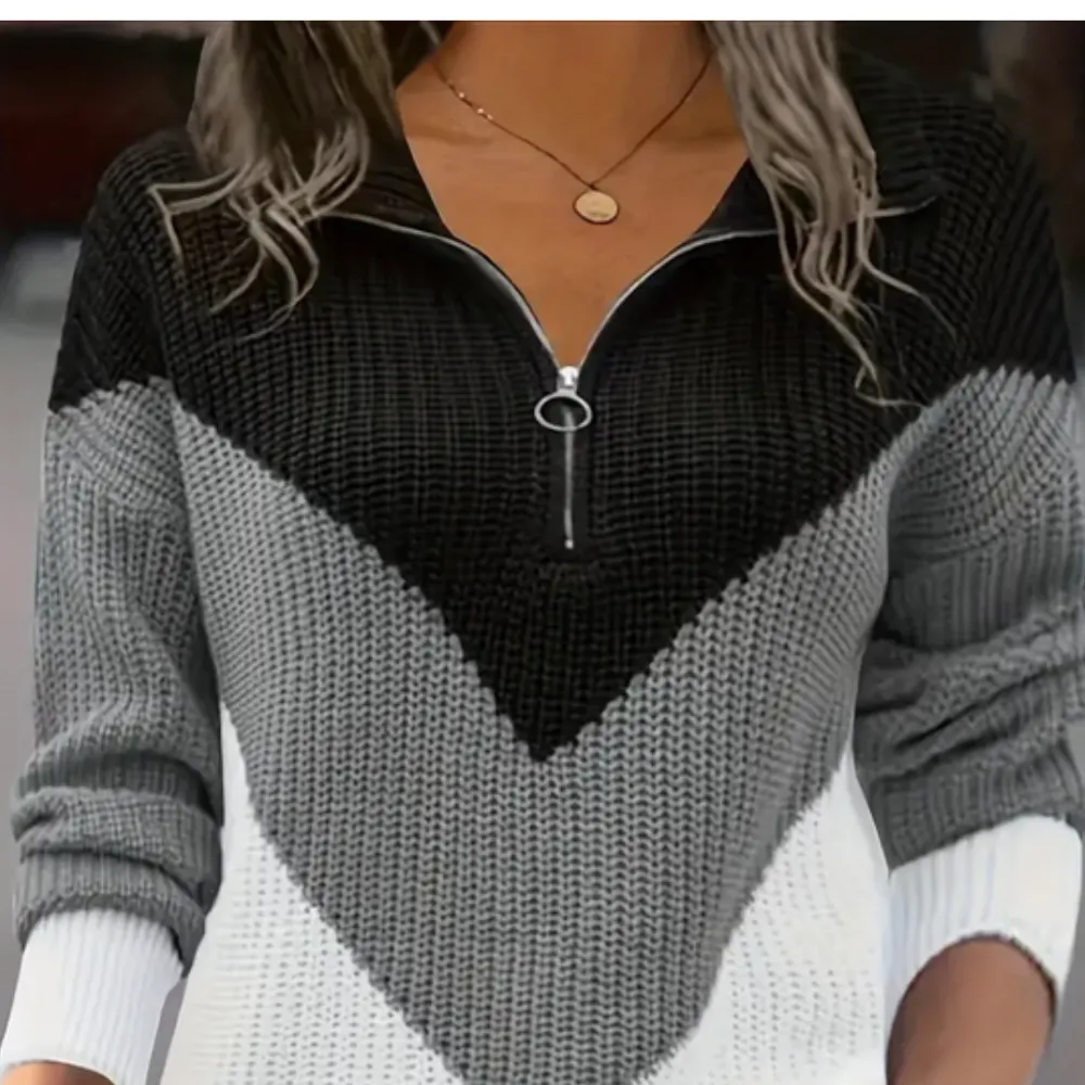 Donita | Dames Halve ritssluiting Gebreid Trui | Winter