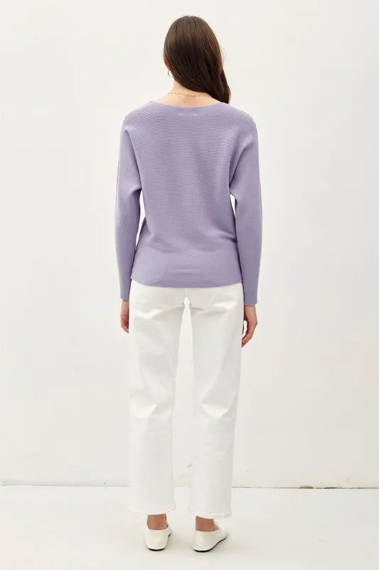 Don't Let Go Dusty Blue Boat Neck Pullover Top