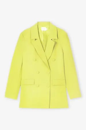 Double Breasted Notched Collar Blazer Lime