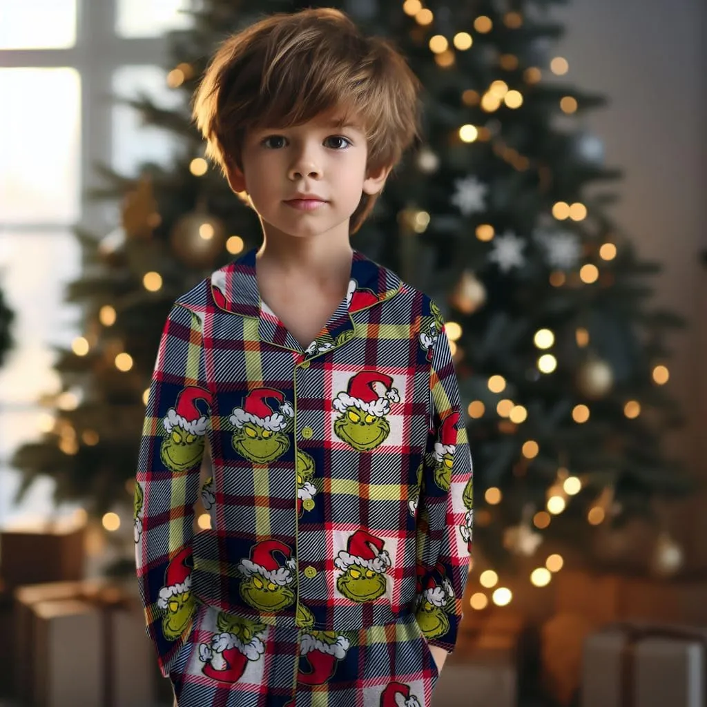 Dr. Seuss The Grinch Pajamas 2-Piece Matching Set - Cozy Christmas PJs Loungewear for Toddlers & Big Kids Boys Girls