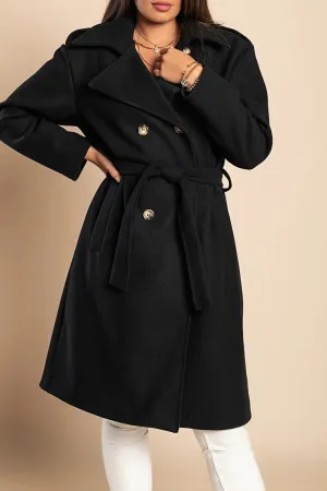 Elegant coat with buttons, black