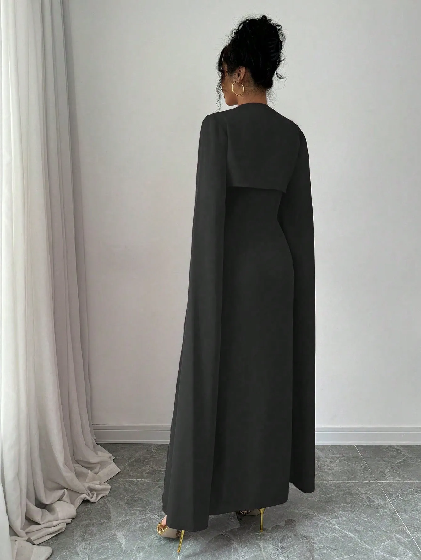 Elegant Elegant Short Jacket With Split Long Sleeves, Fitted Waist Party Dress Suit With Dress For Women